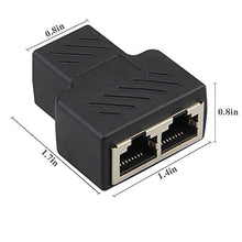 Load image into Gallery viewer, Bestyu RJ45 Splitter Adapter 1 to 2 Ways Dual Female Port CAT5/6/7 LAN Ethernet Cable Compatible With ADSL Hubs Switch TV Router Computer
