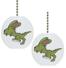 Load image into Gallery viewer, Set of 2 Dino Rabbit Dinosaur Solid Ceramic Fan Pulls
