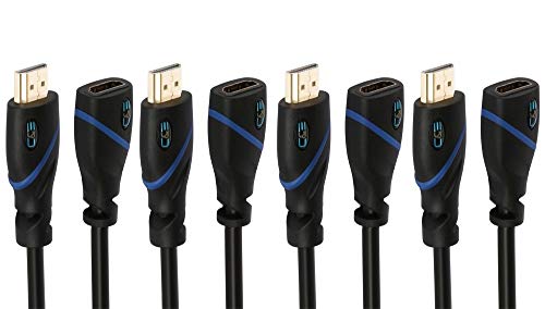 1.5 FT (0.4 M) High Speed HDMI Cable Male to Female with Ethernet Black (1.5 Feet/0.4 Meters) Supports 4K 30Hz, 3D, 1080p and Audio Return CNE521367 (4 Pack)