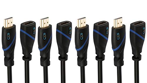 1.5 FT (0.4 M) High Speed HDMI Cable Male to Female with Ethernet Black (1.5 Feet/0.4 Meters) Supports 4K 30Hz, 3D, 1080p and Audio Return CNE544885 (4 Pack)