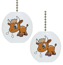 Load image into Gallery viewer, Set of 2 Baby Bull Big Eyes Farm Animal Solid Ceramic Fan Pulls
