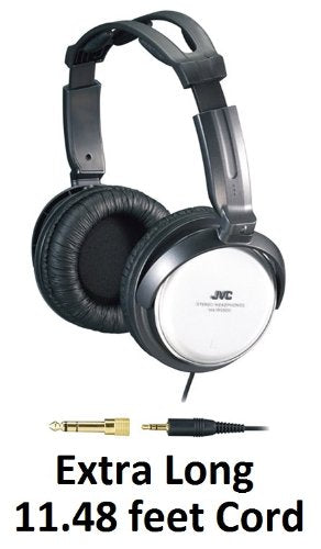 JVC Over-the-Ear Comfortable Stereo Headphones with Extra Long 11 feet Cord, 40mm driver & Adjustable Cushioned Headband for Haier HLT10, L19B1120, L22B1120, L22C1120, L24B1180, L26B1120, L26C1120, L3