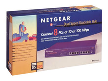 Load image into Gallery viewer, Netgear DS508 8-Port 10/100 Dual Speed Stackable Hub RJ45 with Internal Power Supply &amp; Rackmount Kit
