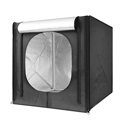 Peaceip US Portable Folding Studio 24inx24in Photography Studio Box Booth Dimmable Led Light Source With Carrying Case And 2 Pvc Background Board