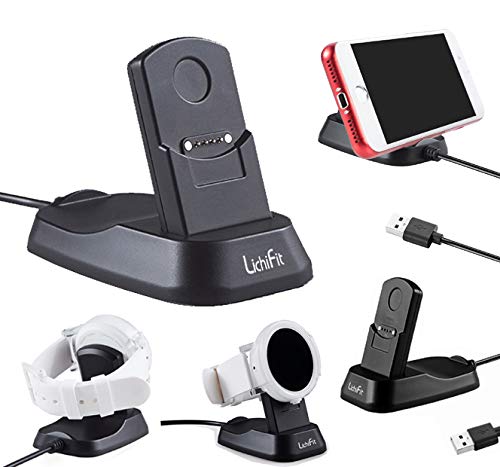 2 in 1 Portable USB Charger Charging Dock for Ticwatch E Shadow Ice Most Comfortable Smartwatch & for Ticwatch S Glacier Knight Smartwatch Stand Holder