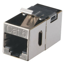 Load image into Gallery viewer, Black Box CAT6 Keystone Feed-Through Straight-Pinned Coupler, Shielded, Metal
