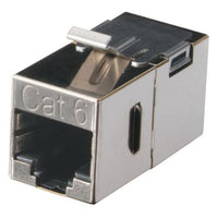 Black Box CAT6 Keystone Feed-Through Straight-Pinned Coupler, Shielded, Metal