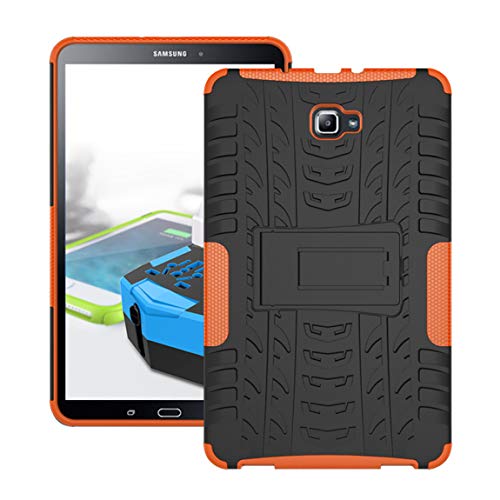 T580 Case, Galaxy Tab A 10.1 T585 Protective Cover Double Layer Shockproof Armor Case Hybrid Duty Shell with Kickstand for Samsung Galaxy Tab A 10.1 SM-T580/ T580N/ T585/T585C 10.1-inch Tablet Orange