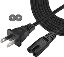 Load image into Gallery viewer, 6 Feet Figure 8 Non-Polarized (NEMA 1-15P to C7) 2 Prong Power Cord, Compatible with Printers, Smart LEDs, TVs, Play-Stations, Notebook and Laptop Chargers, 18AWG Power Cable, (5 Pack)
