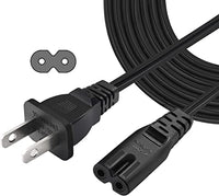 6 Feet Figure 8 Non-Polarized (NEMA 1-15P to C7) 2 Prong Power Cord, Compatible with Printers, Smart LEDs, TVs, Play-Stations, Notebook and Laptop Chargers, 18AWG Power Cable, (5 Pack)