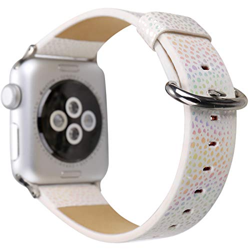 Compatible with Apple Watch Band 38mm 40mm, [Sparkle Colorful Light Dots] Soft Leather Watch Strap Replacement Wristband Bracelet for Apple Watch Series 4 (40mm) Series 3 Series 2 Series 1 (38mm)