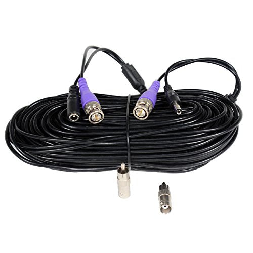 VideoSecu 100ft HD Pre-made All-in-One Video Security Camera Cable Power Extension Wire Cord with BNC RCA Connectors for 720P 960P 960H CCTV Surveillance DVR System A1E