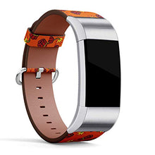 Load image into Gallery viewer, Replacement Leather Strap Printing Wristbands Compatible with Fitbit Charge 3 / Charge 3 SE - Cartoon bombpattern on Orange
