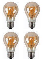 A19 8W LED Dimmable Filament Light Bulb A60/A19 Vintage Edison LED Light,E27/E26 Medium Base,Dimmable,110V,Warm White 2300K,Amber Glass Cover,60W Incandescent Replacement,Pack of 4