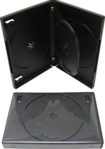 SquareDealOnline - DV3R22BKWT - 3 Disc DVD Case With Center Tray - 22mm Thick - Black - (1 Pack)