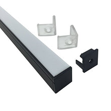 Load image into Gallery viewer, LightingWill 5-Pack V-Shape LED Aluminum Channel 3.3ft/1M Anodized Black Corner Flush Mount for &lt;12mm Width SMD3528 5050 LED Strips with Oyster White Cover, End Caps and Mounting Clips V01B5
