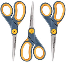 Load image into Gallery viewer, Westcott 8&quot; Titanium-Bonded Non-Stick Scissors For Office &amp; Home, Gray/Yellow, 3 Pack (15454)
