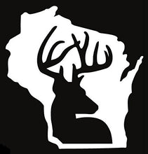 Load image into Gallery viewer, Wisconsin Deer Silhouette - Vinyl 5&quot; tall (Color: WHITE) decal laptop tablet skateboard car windows stickers - by So Cool Stuff
