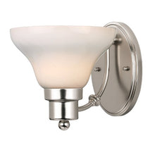 Load image into Gallery viewer, Westinghouse Lighting 6228400 Swanstone One-Light Interior Wall Fixture, Satin Nickel Finish with White Opal Glass

