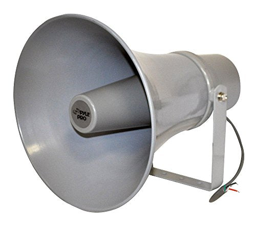 Indoor Outdoor PA Horn Speaker - 11 Inch 30-Watt Power Compact Loud Sound Megaphone w/ 400Hz-5KHz Frequency, 8 Ohm, 70V Transformer, Mounting Bracket, For 70V Audio System - Pyle PHSP121T
