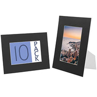 Golden State Art 10-Pack Cardboard Photo Frame Easel 8x10 Inches, Self-Assemble Photo Mat, Includes 10 Clear Bags - Fits 5x7 Photos, Black Color