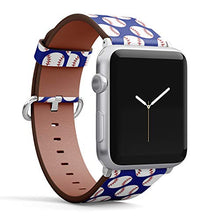 Load image into Gallery viewer, Compatible with Big Apple Watch 42mm, 44mm, 45mm (All Series) Leather Watch Wrist Band Strap Bracelet with Adapters (Baseball)
