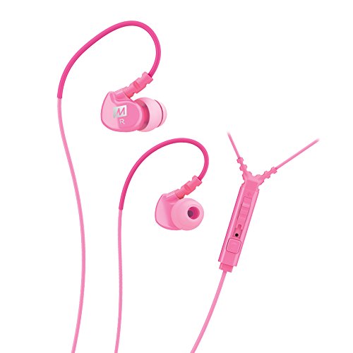MEE audio Sport-Fi M6P Memory Wire In-Ear Headphones with Microphone, Remote, and Universal Volume Control (Pink)