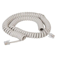 Coiled Telephone Handset Cord for Use with PBX Phone Systems, VoIP Telephones - 12 Ft Uncoiled, Rj22, 1.5 Inch Lead on Both Ends, Misty Cream