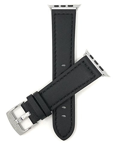 Bandini Replacement Watch Band for Apple Watch 38mm / 40mm Black, Racer, Stitching, Leather, Fits Series 6, 5, 4, 3, 2, 1