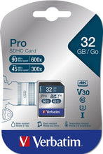 Load image into Gallery viewer, Verbatim 47021 Pro SDHC U3 32GB SD Card
