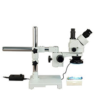 OMAX 3.5X-90X Zoom Trinocular Single-Bar Boom Stand Stereo Microscope with 144 LED Ring Light with Light Control Box