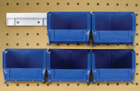 Quantum HNS210BL Hanging Rail System, 5-3/8-Inch Long by 4-1/8-Inch Wide by 3-Inch High, Blue, Set of 6 bins and 2 rails