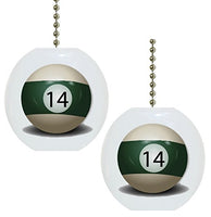 Set of 2 Billiards 14 Pool Ball Solid Ceramic Fan Pulls