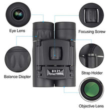 Load image into Gallery viewer, Apexel 8x21 Small Compact Lightweight Binoculars for Concert Theater Opera Mini Pocket Folding Binoculars w/Fully Coated Lens for Travel Hiking Bird Watching Adults Kids(0.38lb)
