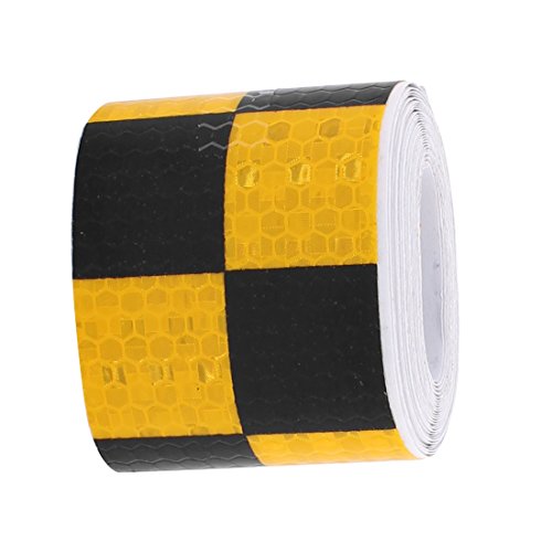 uxcell Yellow Black Lattice Honeycomb Reflective Conspicuity Tape 5cm Width 3 Meters Length