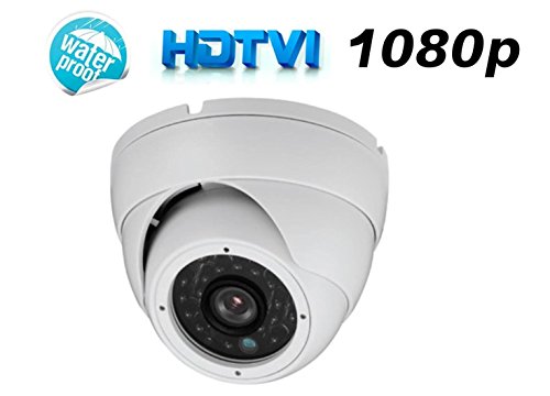 Ezdiyworld-HD TVI 1080P Dome Camera 2 MP Lens 3.6mm, 24 IRs also works with Analog's DVR white color