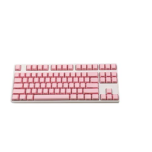 Side-Printed Thick PBT OEM Profile 87 ANSI Keycaps for MX Switches Mechanical Keyboard (Only Keycap) (Pink)