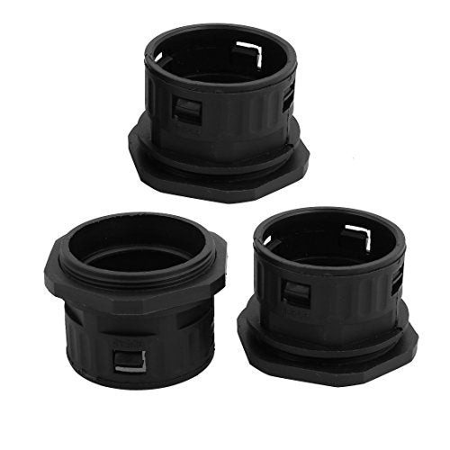 Aexit 3 Pcs Transmission 54.5mm Inner Dia. M64x2mm Thread Plastic Cable Gland Pipe Connector Joints Black