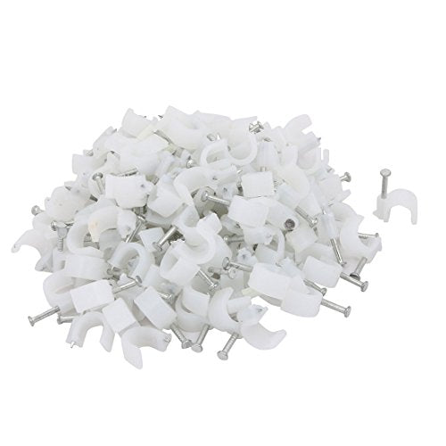 Aexit 200Pcs 8mm Transmission Diameter Plastic Wall Insert Circle Cable Mount Nail Clips White