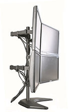 Load image into Gallery viewer, EZM Basic Quad 4 LCD LED Monitor Mount Stand Free Standing with Grommet Mount Option Holds Up to 27&quot; Widescreen Displays(002-0015)
