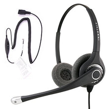 Load image into Gallery viewer, RJ9 Headset - Sound Forced Professional Binaural Headset + Virtual RJ9 Adapter Compatible with Avaya Cisco NEC Nortel ATT and Any Phone
