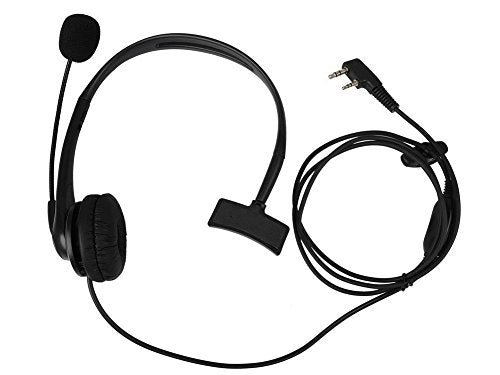 KENMAX 2 PIN with PTT Mini Mic Headphone Headband Headset New Black for Two Way Radio TK-2107 TK-2118 TK-2160 TK-3100 TK-3101 TK-3102