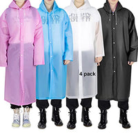 EnergeticSky Rain Ponchos For Adults, EVA Reusable Raincoat With Hoods And Sleeves, Portable Rain Coats