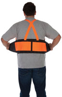 Liberty Glove & Safety 1908HO/2XL DuraWear Plain Back Support Belt with Hi-Vis Fluorescent Orange Attached Suspenders, 2X-Large, Black