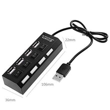 Load image into Gallery viewer, 4 Ports USB2.0 Hub High Speed 480Mbps On/Off Switch Hub Splitter Adapter with LED Indicator for PC Laptop
