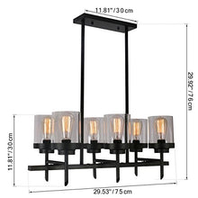 Load image into Gallery viewer, Unitary Brand Antique Black Metal Glass Shade Kitchen Island Light Fixture with 6 E26 Bulb Sockets 240W Painted Finish
