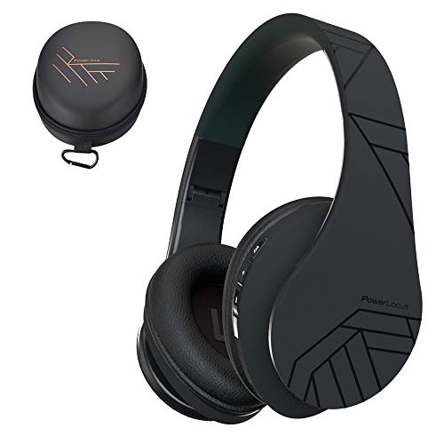 PowerLocus Bluetooth Over-Ear Headphones, Wireless Stereo Foldable Headphones Wireless and Wired Headsets with Built-in Mic, Micro SD/TF, FM for iPhone/Samsung/iPad/PC (Black)