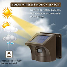 Load image into Gallery viewer, eMACROS Long Range Solar Wireless Driveway Alarm Outdoor Weather Resistant Motion Sensor &amp; Detector-Security Alert System-Monitor &amp; Protect Outside Property
