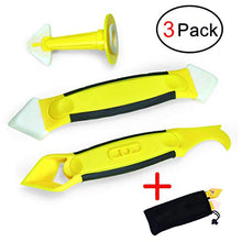 Load image into Gallery viewer, Crenics 3 Pieces Caulking Tool Kit,Yellow Silicone Sealant Finishing and Replace Removal Tool with a Caulk Nozzle
