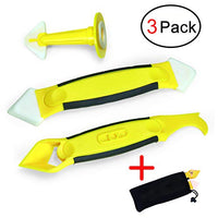 Crenics 3 Pieces Caulking Tool Kit,Yellow Silicone Sealant Finishing and Replace Removal Tool with a Caulk Nozzle
